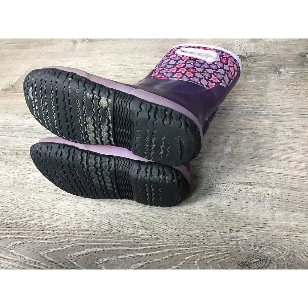 BOGS Grasp Flowers Youth Girls Size 6 Snow Boots 78759 Purple Waterproof Winter